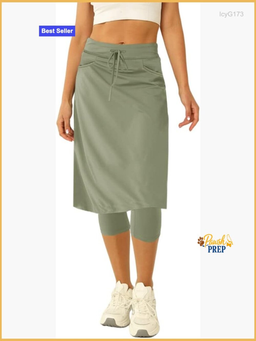 Knee Length Tennis Skort with Built-in Leggings and Pockets